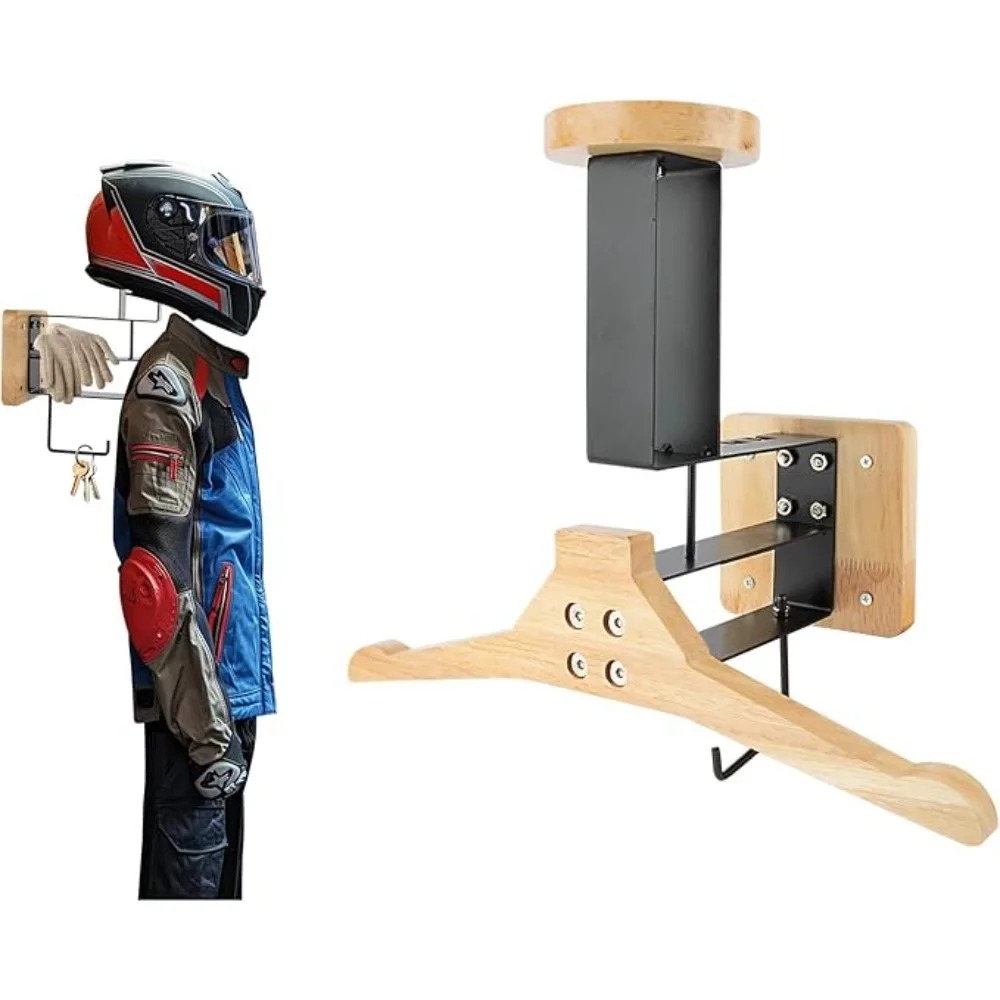 Cycling Gear Wall Mount - オートバイ 1 個木製ヘルメットホルダーウォールマウント - サイクリング戦術的なフットボールスキーギア用の多目的ラックと収納棚