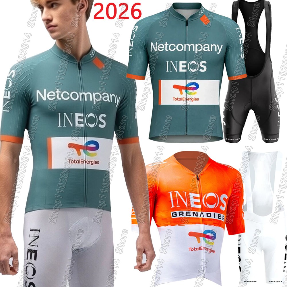 Cycling Gear Italy - Netcompany-Ineos 2026 チームサイクリングジャージセットツール・ド・イタリア自転車グレー衣類バイクシャツスーツ自転車ビブショーツマイヨ