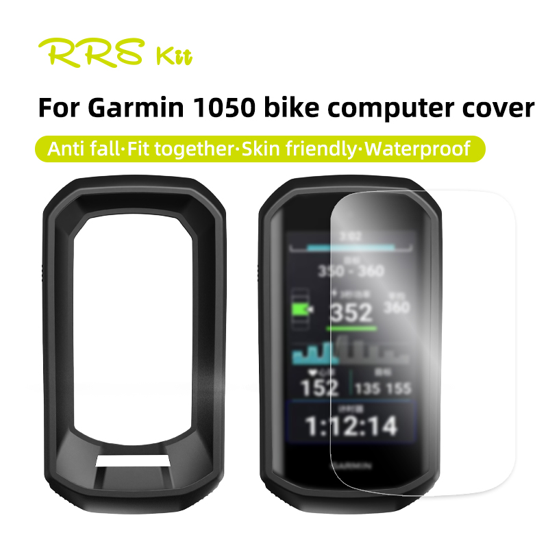 Bike Computer Gps - RRSKIT ガーミン1050自転車コンピューター用シリコン保護カバー スクリーンフィルム ランヤード付き バイクGPSスピードメーター 耐衝撃ケース