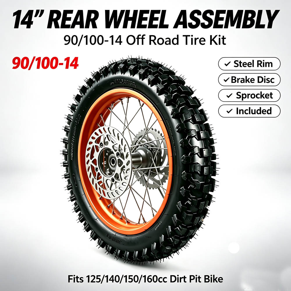 14インチリアホイールタイヤアセンブリ 90/100-14  - Road Bike Tire のレビューと価格