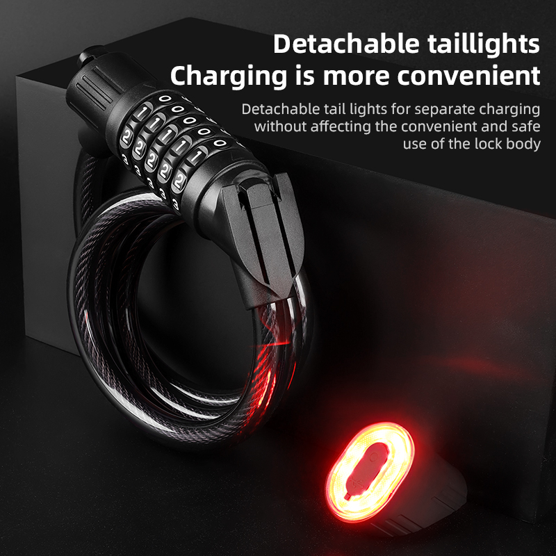 テールライト付き自転車ロック 5桁セキュリティパスワード自転 - Bike Tail Light のレビューと価格
