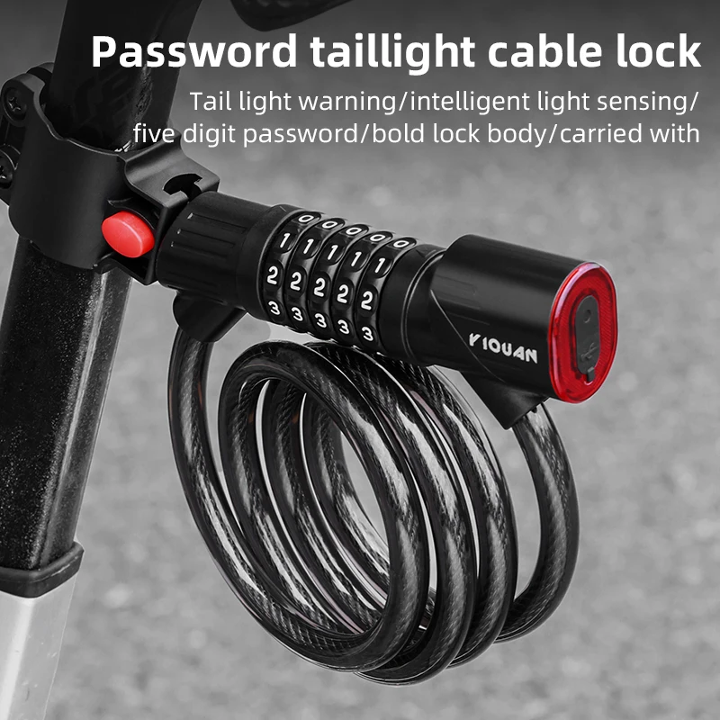テールライト付き自転車ロック 5桁セキュリティパスワード自転 - Bike Tail Light のレビューと価格