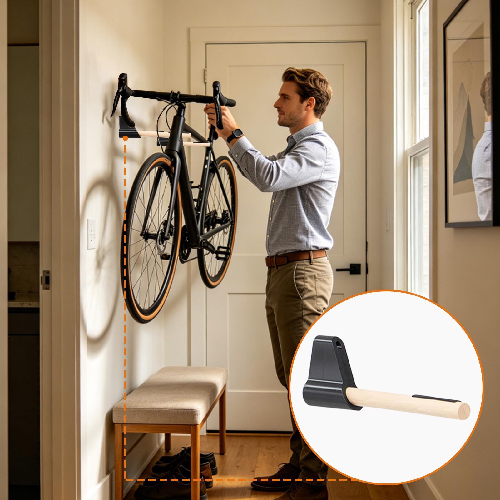 壁掛け式自転車ラック-水平自転車収納フック駐車ラック木製壁掛 - Cycling Gear Wall Organizer のレビューと価格
