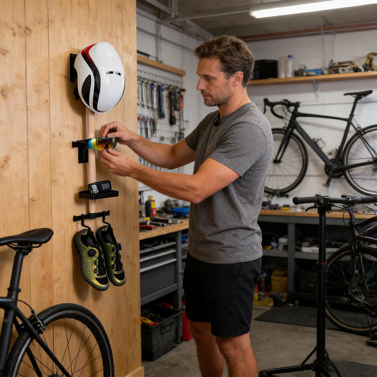 垂直サイクリングギアオーガナイザーラック、自転車アクセサリー - Cycling Gear Wall Mount のレビューと価格