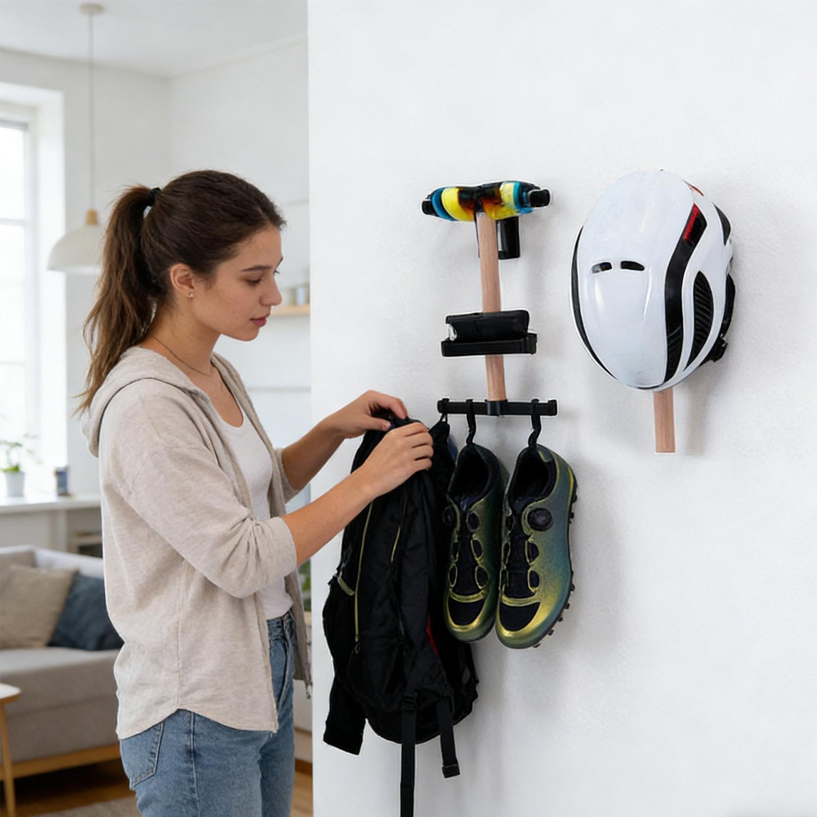 自転車壁掛け収納ラック 1セット ブナ材製ギアラック ヘルメ - Cycling Gear Wall Mount のレビューと価格