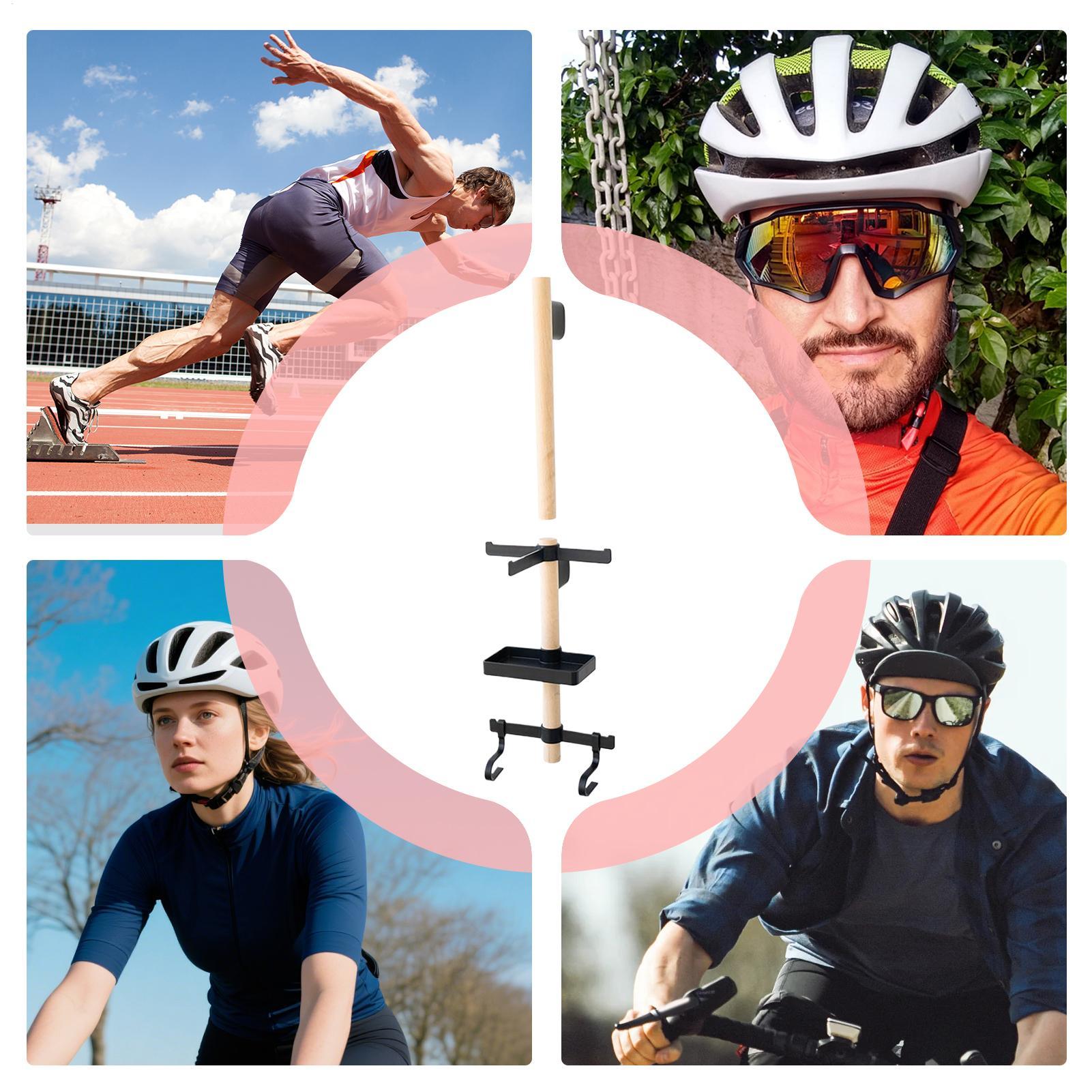 自転車壁掛け収納ラック 1セット ブナ材製ギアラック ヘルメ - Cycling Gear Wall Mount のレビューと価格